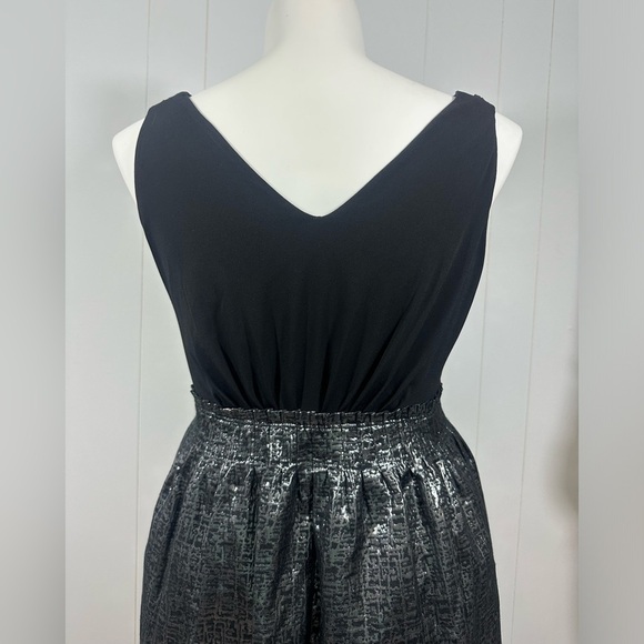 Max and Cleo black Silver Sleeveless V Neck Party Dress Sz 14 Cocktail - Picture 8 of 12